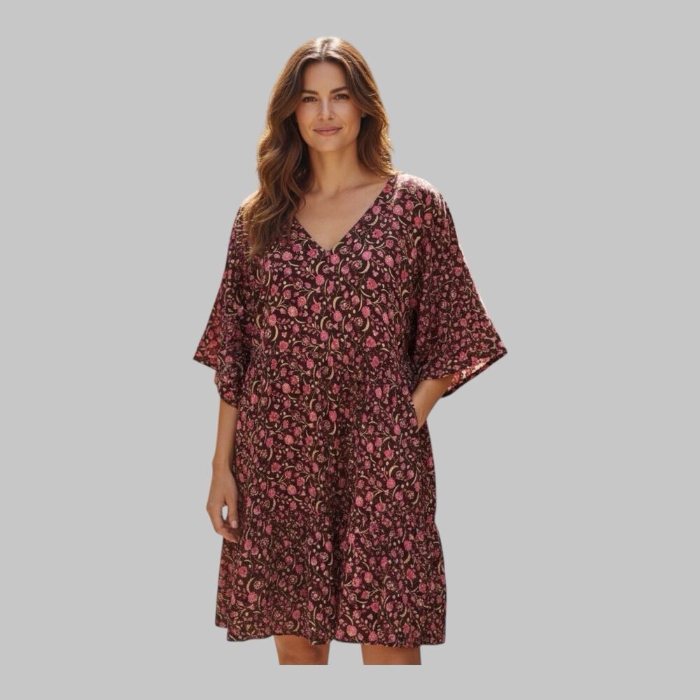 Old Navy Floral Relaxed Mini Dress Pockets Cottagecore Boho Everyday Size XL